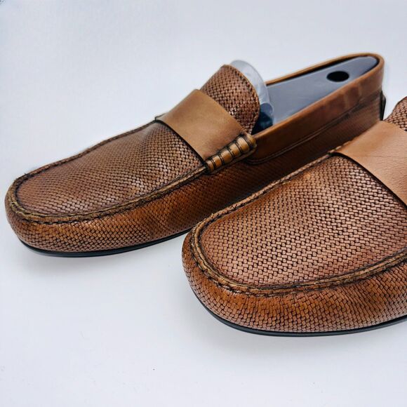 To Boot New York Magnus Driver US 11 Burnished Tan Embossed Leather EUC - Picture 2 of 13